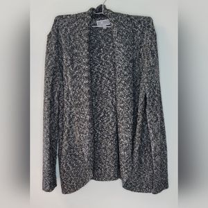 JM Collection Black White Sweater Open Cardigan Jacket Cover Up Sz L